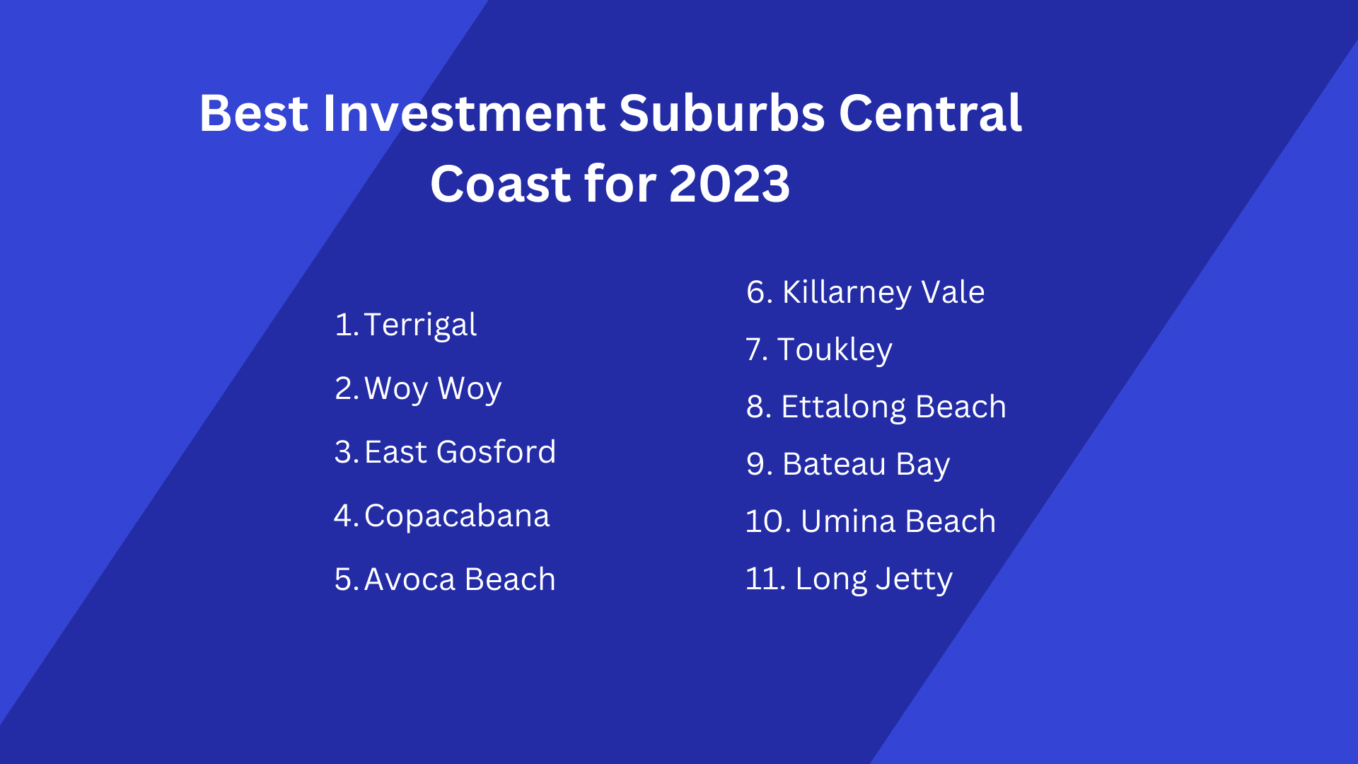 list of the best investment suburbs in the central coast